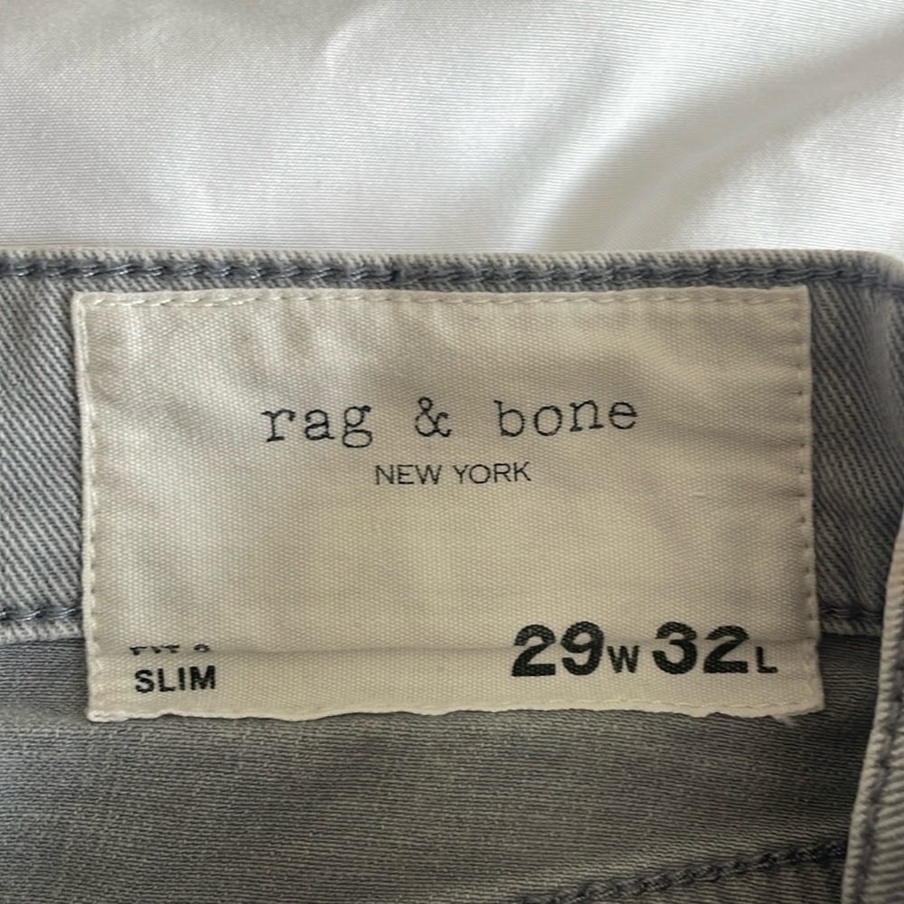 Rag and Bone. Slate color jeans. Size 29 waist. 32 length.
